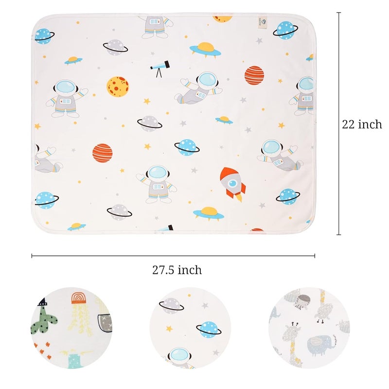 FOOK FISH Baby Diaper Changing Pad Liners(22X27.5 inches) Soft Cotton Waterproof Changing Mat for Baby Underpads Mattress Mat Sheet Protector Portable Reusable Urine Pads for Travel Gear Pack of 3 - Image 5