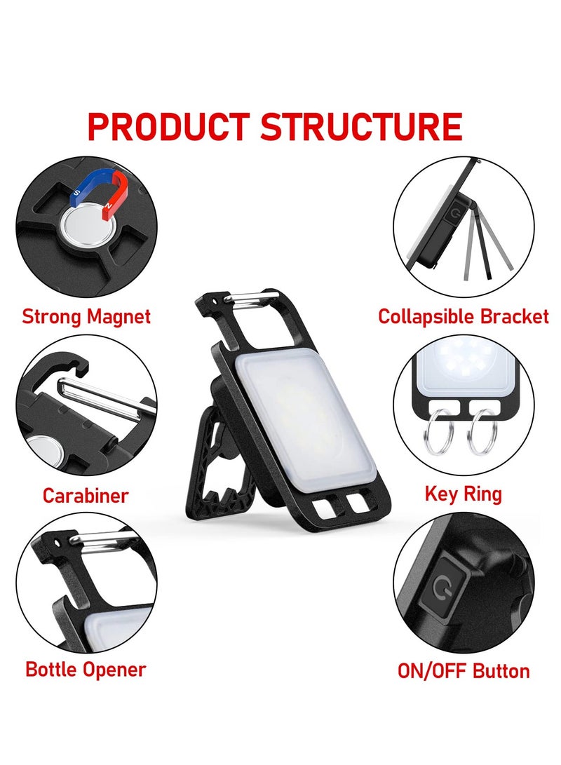 Compact Rechargeable COB Keychain Light with Magnetic Base, 4 Modes, Foldable Bracket, and Bottle Opener - Ideal Emergency Flashlight for Night Fishing, Camping, and Walking. - Image 2