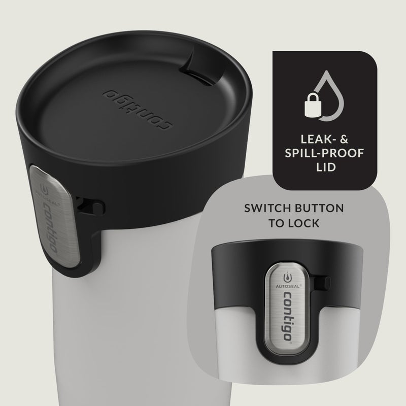 Contigo AUTOSEAL West Loop Vacuum-Insulated Stainless Steel Travel Mug with Easy-Clean Lid, 12oz, Salt Frosted Pearl - Image 3