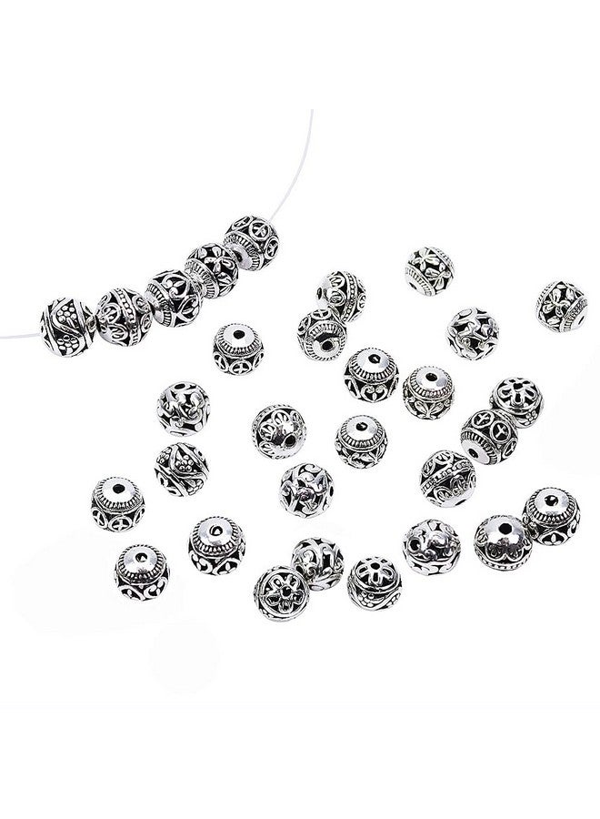LolliBeads (Tm) 10Mm 30Pcs Tibetan Silver Round Hollow Spacer Charm Beads Jewelry Findings Mix Lot Box Set Assortment - Image 2