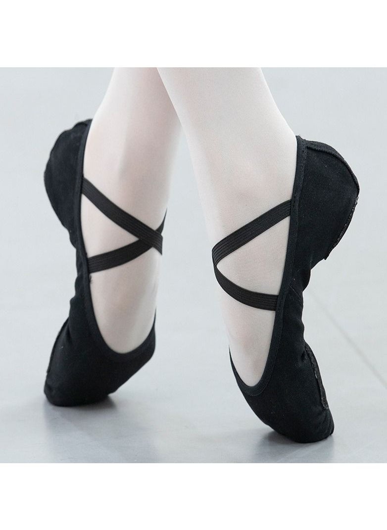 Loquat - Girls' Fully Elastic Cloth Dance Shoes Ballet Dance Shoes Black - Image 1