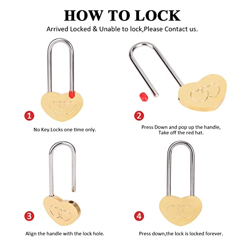 VeYocilk 3.5" 50mm Love Lock Heart Padlock,Single Heart Wish Lock for Lovers Wedding,Wish Day,Travel,Wish Tree,Bridge(NO Key) - Image 3