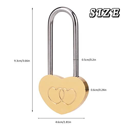 VeYocilk 3.5" 50mm Love Lock Heart Padlock,Single Heart Wish Lock for Lovers Wedding,Wish Day,Travel,Wish Tree,Bridge(NO Key) - Image 2