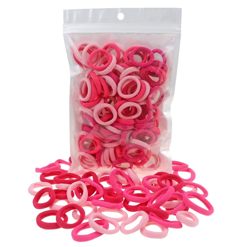100 Pack Pink Color Nylon Elastics Hair Bands for Baby Girls Small Hair Ropes