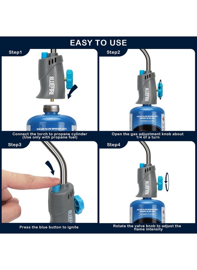 BLUEFIRE MRS-7014B Trigger Start Gas Welding Torch Head for Propane & MAP PRO Fuel,Extend 1.5" Burning Tube Nozzle Piezo Self Ignition Handhold Cylinder Soldering Brazing Triple-Point Flame - pzsku/ZB7914BE2A06CB6A64693Z/45/_/1740982787/e4411559-2d10-4726-aa3c-b15a7b5b2134