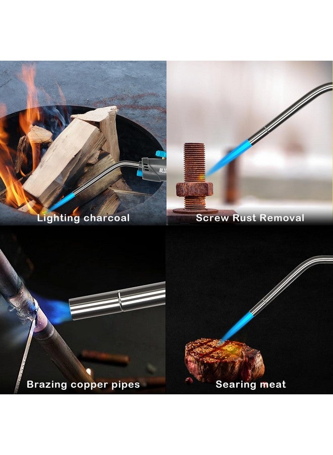 بلو فاير رأس شعلة اللحام بالغاز MRS-7014B من BLUEFIRE للبروبان ووقود MAP PRO، فوهة أنبوب الاحتراق الممتدة 1.5 بوصة، أسطوانة إشعال ذاتي بيزو، لحام، لهب ثلاثي النقاط - Image 5