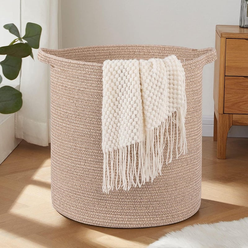 OIAHOMY 80L Laundry Hamper, Storage Basket with Handles, Laundry Basket For Toys, Pillows, Blankets,Clothes-20x18in-Brown - Image 1