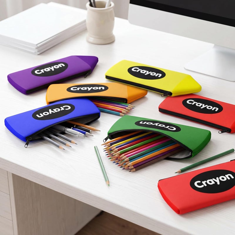 Sherr 12 Crayon Pencil Pouch Case Crayon Shaped Bag with Zipper Teacher Appreciation Gifts Colorful Stationery Storage Bag for Teacher Rewards Office (Word) - Image 4