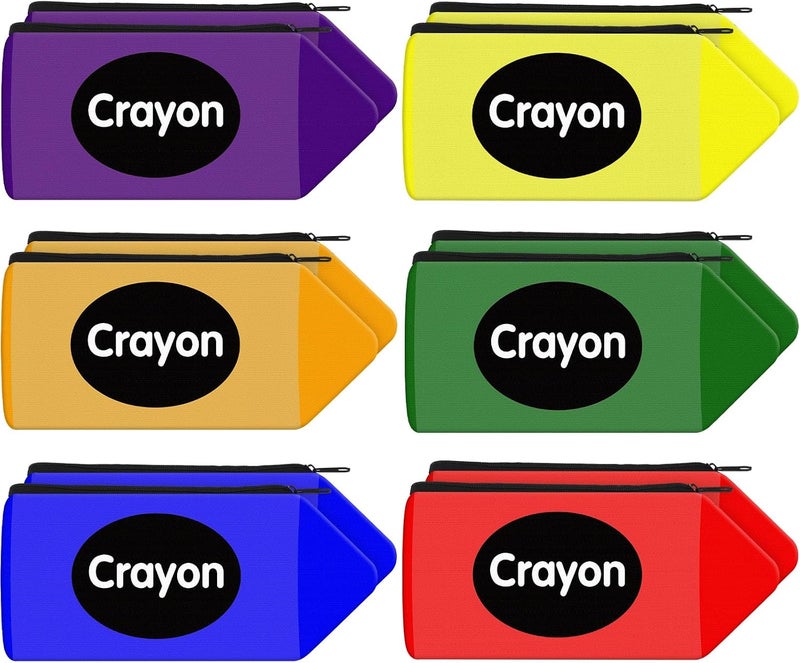 Sherr 12 Crayon Pencil Pouch Case Crayon Shaped Bag with Zipper Teacher Appreciation Gifts Colorful Stationery Storage Bag for Teacher Rewards Office (Word) - Image 1