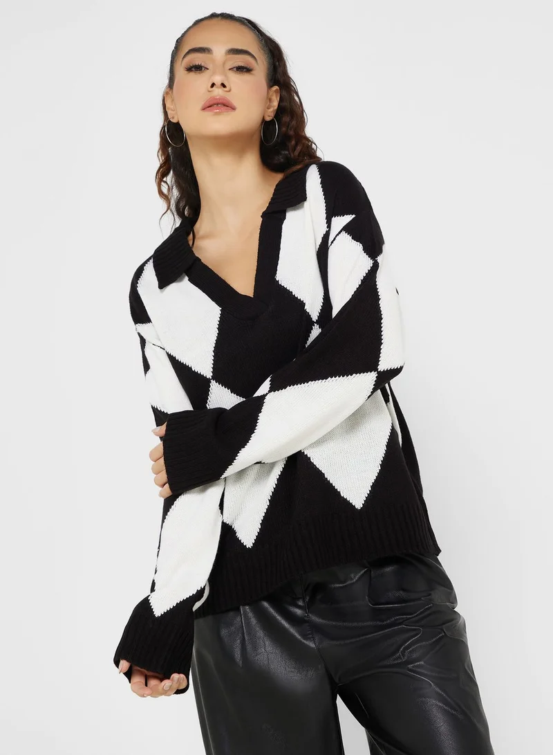 BRAVE SOUL Jaquard Print Sweater