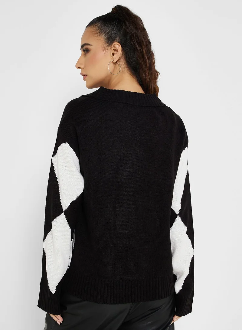 BRAVE SOUL Jaquard Print Sweater