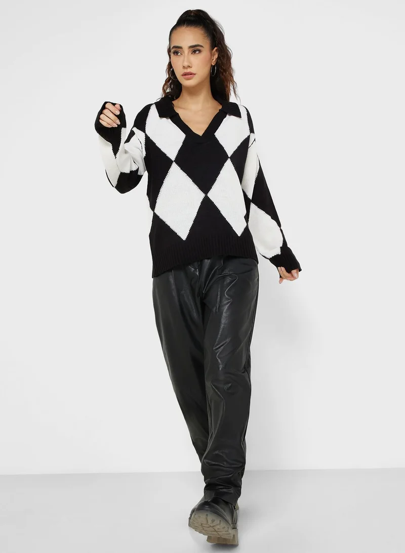 BRAVE SOUL Jaquard Print Sweater
