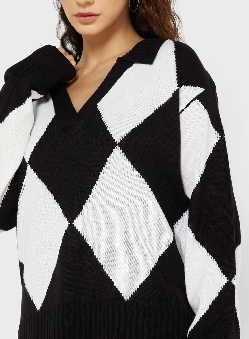 BRAVE SOUL Jaquard Print Sweater