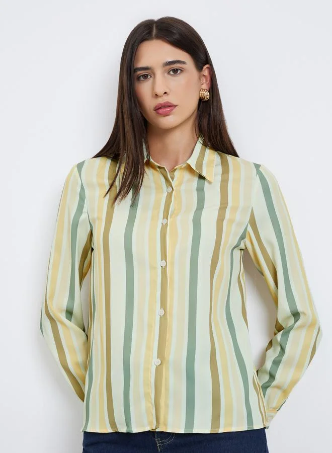 تايك تو قميص بأكمام طويلة مخطط من قطعتين