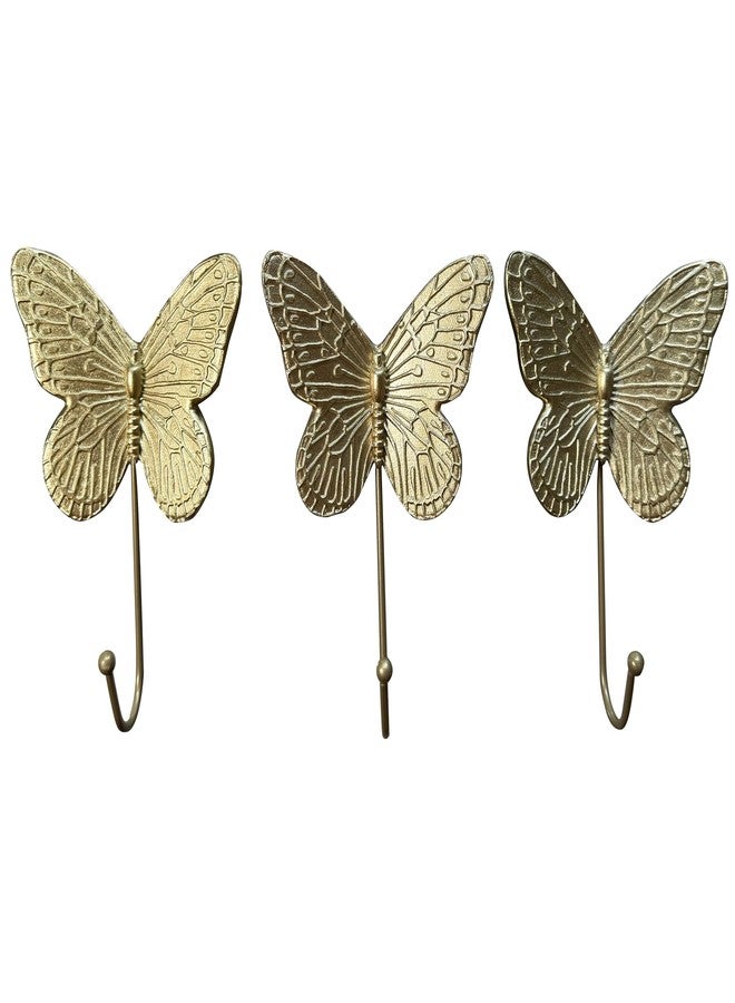 Aispama 3pcs Butterfly Decorative Wall Hooks, Vintage Key Holder Towel Hooks Single Cute Wall Hook Wall Mounted for Hanging Things Antique Hooks for Home Office Decor - Image 2