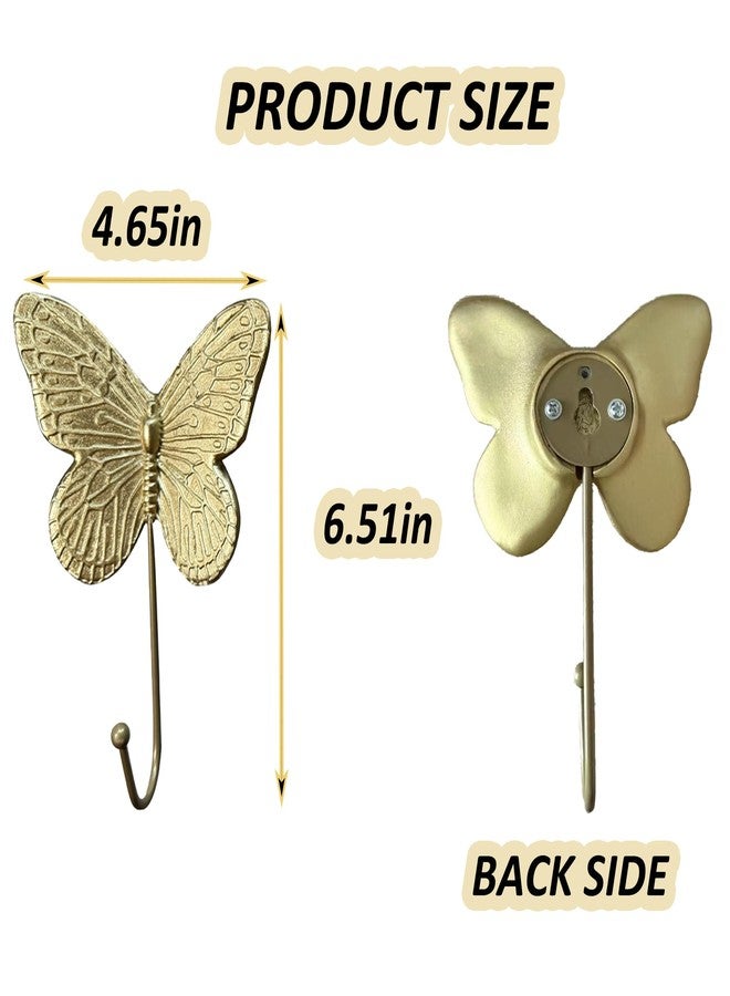 Aispama 3pcs Butterfly Decorative Wall Hooks, Vintage Key Holder Towel Hooks Single Cute Wall Hook Wall Mounted for Hanging Things Antique Hooks for Home Office Decor - Image 5