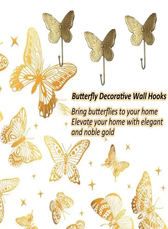 Aispama 3pcs Butterfly Decorative Wall Hooks, Vintage Key Holder Towel Hooks Single Cute Wall Hook Wall Mounted for Hanging Things Antique Hooks for Home Office Decor - Image 4