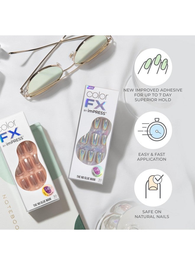 إمبريس اضغط على No Glue Mani Presson Nails Colour Fx Better Things 'أخضر داكن قصير الحجم على شكل سكوال يتضمن 30 ورقة تعليمات لتحضير الأظافر، 1 عصا مانيكير، 1 ملف صغير - Image 4