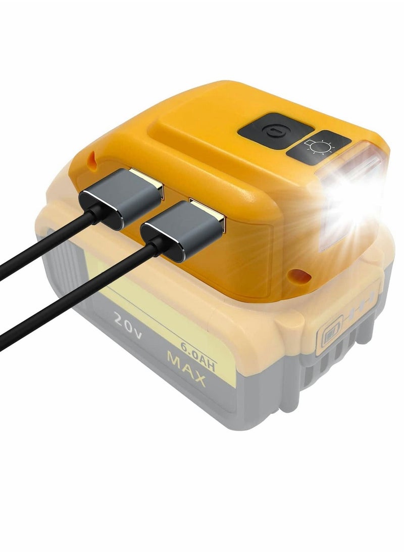 Y&D - DCB090 USB Adapter Replacement for Dewalt 14.4V 18V 20V Lithium Ion Battery Power Source Converter with DC Port LED Work Light Dual Charger DCB091 DCB200 DCB201 DCB203 - Image 1