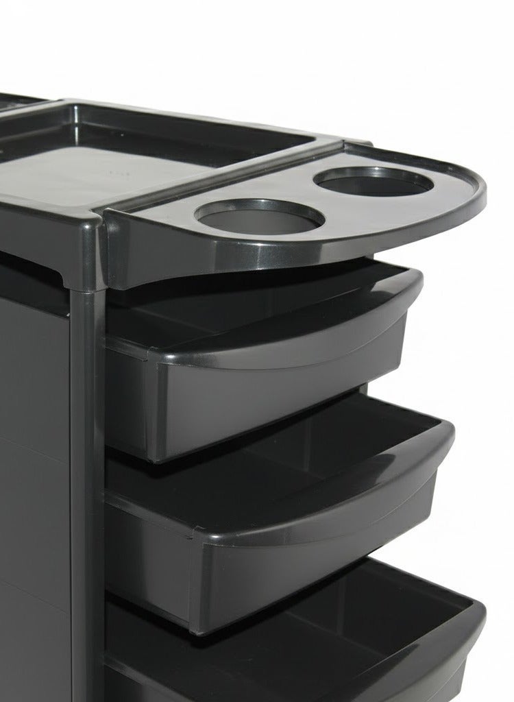 جلوبال ستار عربة صالون احترافية من جلوبال ستار بإطار معدني – 5 أدراج PVC، وأرفف قابلة للسحب، وحامل مجفف الشعر - Image 2