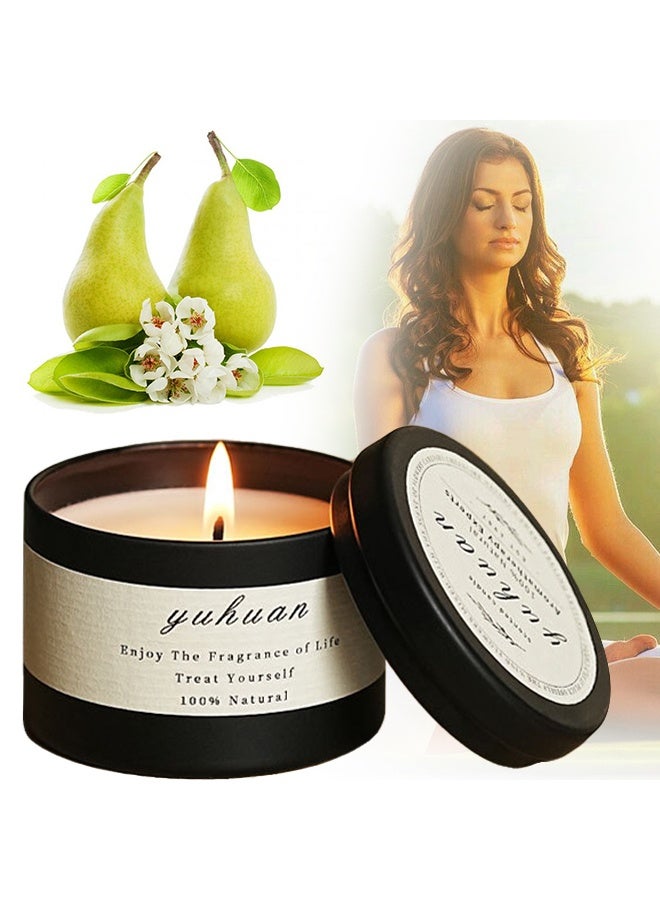يوهان Rnjoy عطر الحياة ، دلل نفسك - الإنجليزية الكمثرى والفريزيا الشموع المعطرة هدية للنساء والرجال - شمعة العلاج بالروائح ، شموع شمع الصويا الطبيعية 100٪ للمنزل المعطر ، 80 جرام 24 ساعة حرق - الكمثرى الإنجليزية والفريزيا  - Image 1