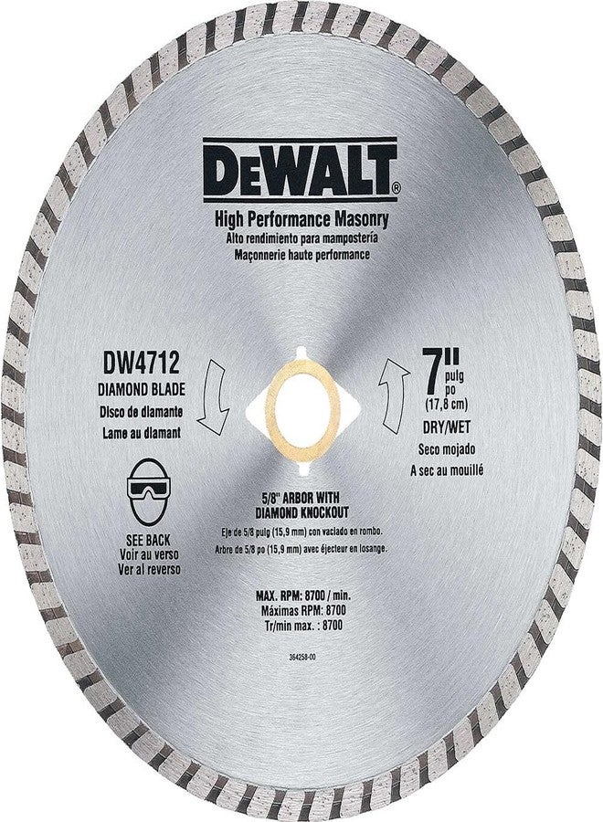 DEWALT Diamond Blade for Block and Brick, Dry/Wet Cutting, Continuous Rim, 7-Inch (DW4712) - Image 1