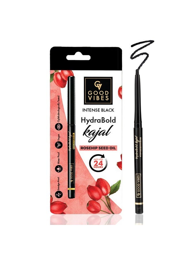 Good Vibes Hydrabold Intense Black Kajal (0.35G) | 24Hr Long Lasting Stay | Smudge Proof & Water Proof | With Rosehip Seed Oil | Highly Pigmented | Smooth Texture  - Image 1
