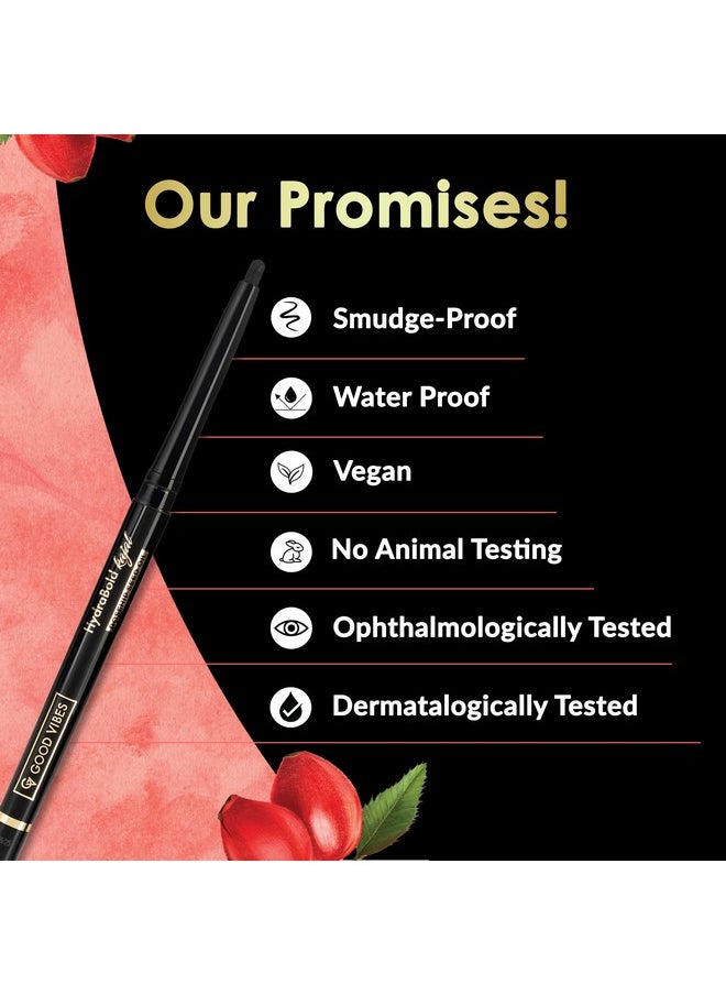 Good Vibes Hydrabold Intense Black Kajal (0.35G) | 24Hr Long Lasting Stay | Smudge Proof & Water Proof | With Rosehip Seed Oil | Highly Pigmented | Smooth Texture  - Image 4