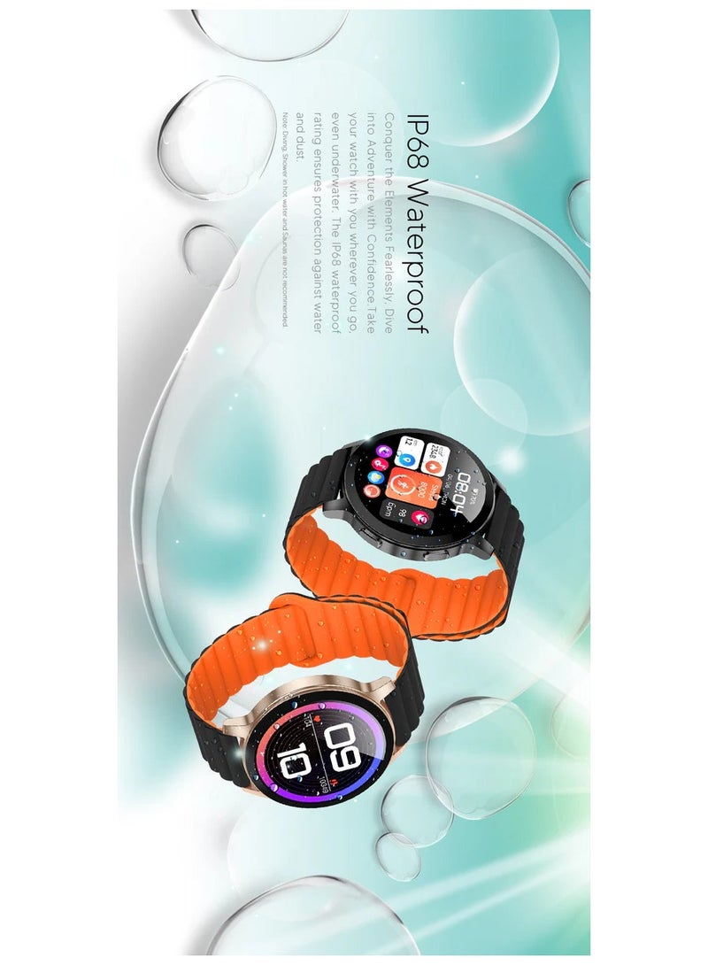 XINJI XINJI COBEE C3 Smart Watch 1.43" Bigger Display Bluetooth Calling 110+ Workout Modes All-Day Health Monitoring IP68 Waterproof Multiple Watch Faces Long Battery Life Magnetic Closure Strap Voice Assistant Golden  - Image 5