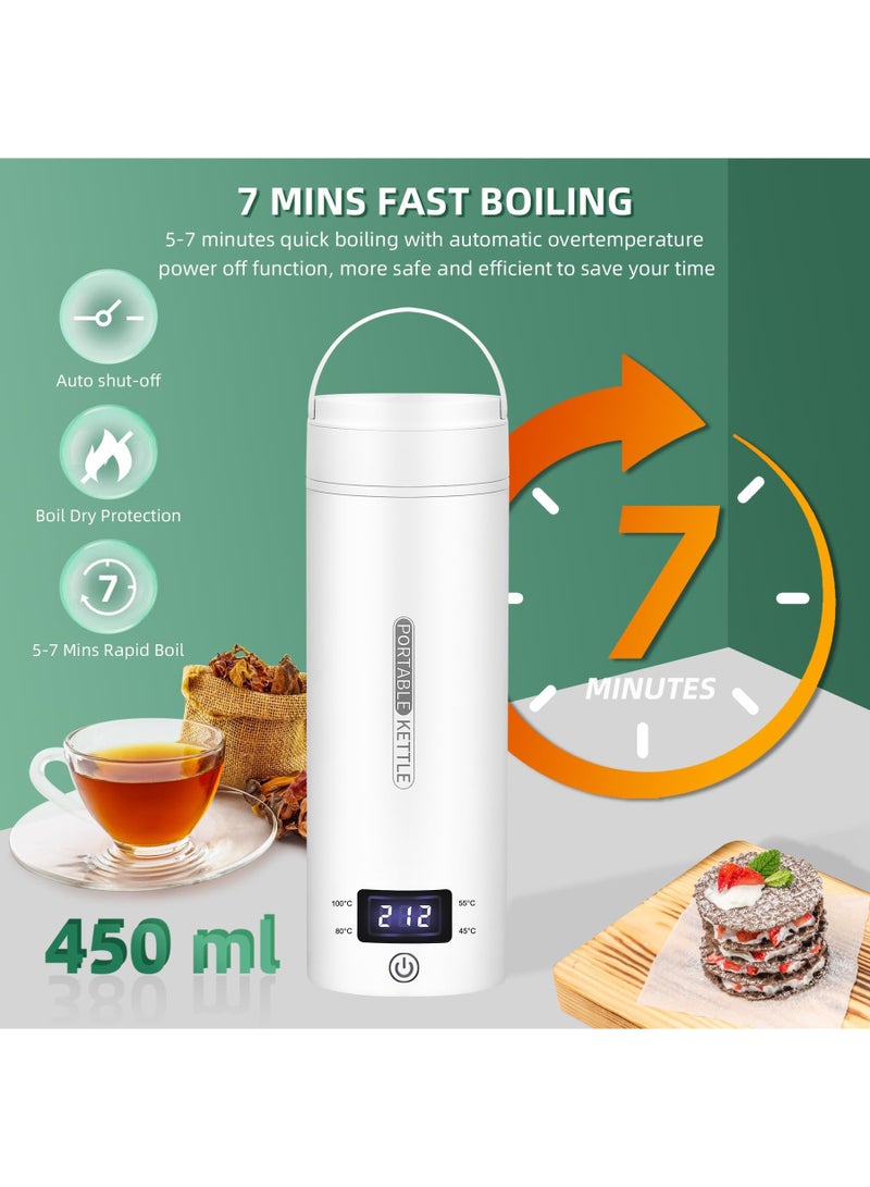 هولامي غلاية كهربائية للسفر - غلاية شاي وقهوة محمولة من الفولاذ المقاوم للصدأ 316، سخان ماء مع 4 مستويات تحكم في درجة الحرارة، إيقاف تلقائي وحماية من الغليان الجاف، سعة 500 مل، مناسبة للتخييم. - Image 4