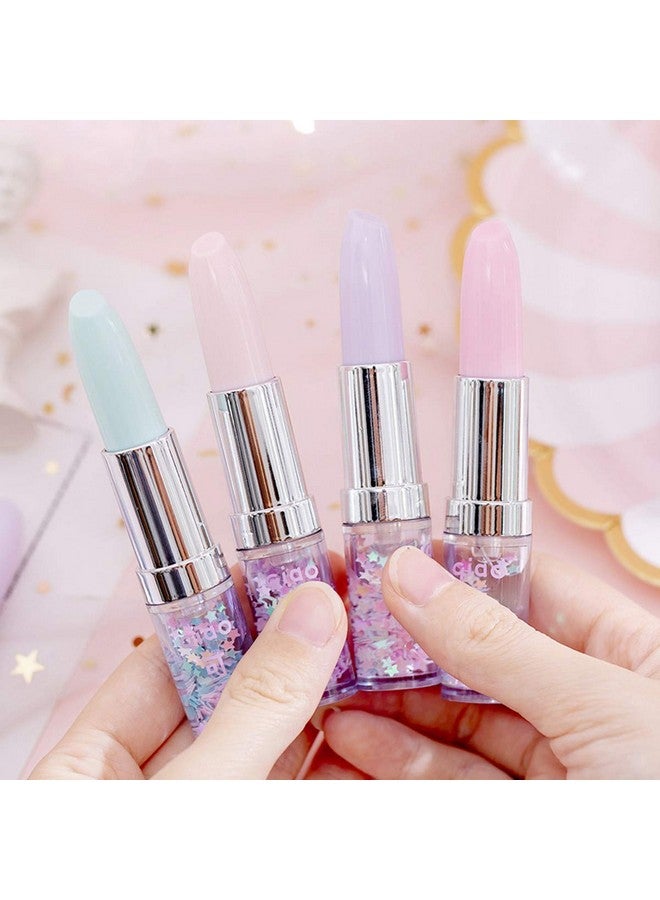 Funny live 4 Pcs Cute Sequins Drift Gel Ink Rollerball Pens Simulation Lipstick Ballpoint Pens, Funny Signature Pen Gift Pen, 0.7Mm Black Ink - Image 3
