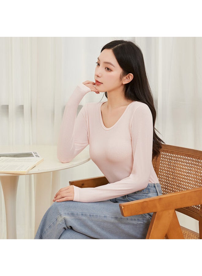 LANG SHA Langsha Women's Cotton Thin Slim Fit Versatile Stylish Long Sleeve Seamless Cotton Sweater Autumn Winter New Base Shirt - Image 2