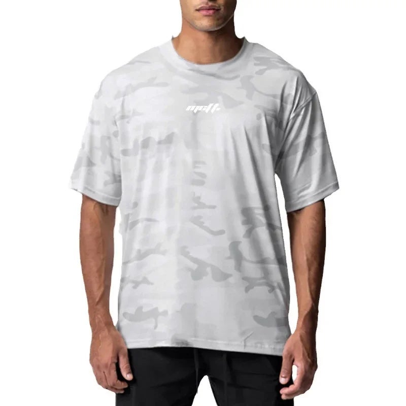 Men''s Fitness fashion brand short-sleeved T-shirt camouflage sports quick-drying breathable casual loose running training clothes - Image 4