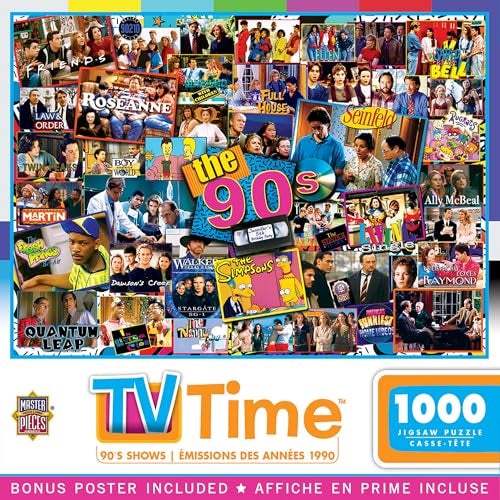 MasterPieces 1000 Piece Jigsaw Puzzle 90s TV Shows Collage Fun for Adults Family Kids NonGlare Finish 1925 x 2675 - Image 1