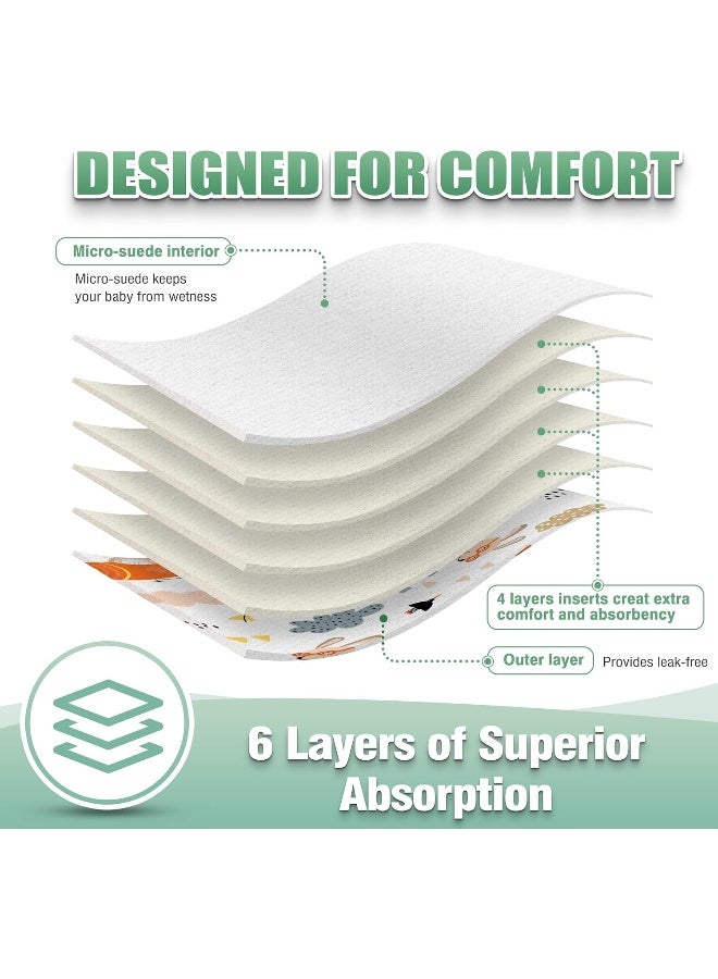 ويجريكو Washable Reusable Baby Cloth Pocket Diapers 6 Pack + 6 Rayon Made from Bamboo Inserts (with 1 Wet Bag, Bright Animals) - Image 4