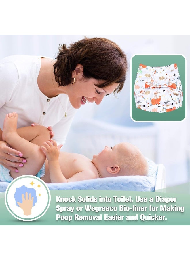 ويجريكو Washable Reusable Baby Cloth Pocket Diapers 6 Pack + 6 Rayon Made from Bamboo Inserts (with 1 Wet Bag, Bright Animals) - Image 5