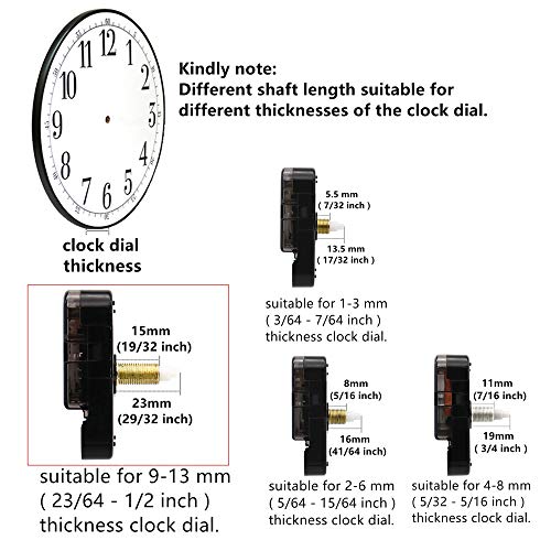 TIKROUND Youngtown12888 23mm Shaft Clock Movement with 2 Spade Hands to Fit Dials up to 40 cm（15.7 Inches） in Diameter. - Image 4