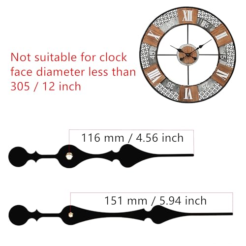TIKROUND Youngtown12888 23mm Shaft Clock Movement with 2 Spade Hands to Fit Dials up to 40 cm（15.7 Inches） in Diameter. - Image 3