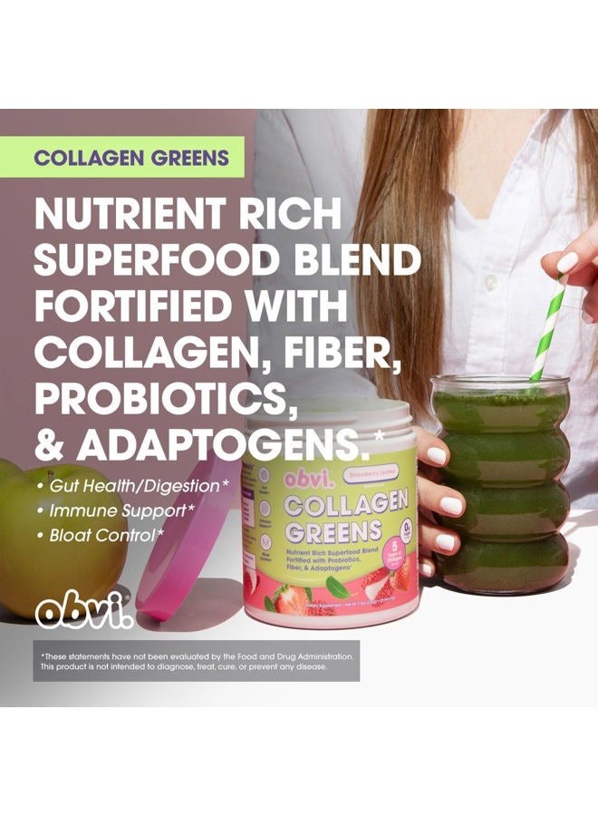 Obvi Collagen Greens | Organic Greens Superfood Powder with Collagen Peptides | Probiotics for Gut Health, Skin, Hair, Nails | Gluten-Free, Zero Sugar | Strawberry Lychee Flavor, 25 Servings - Image 4