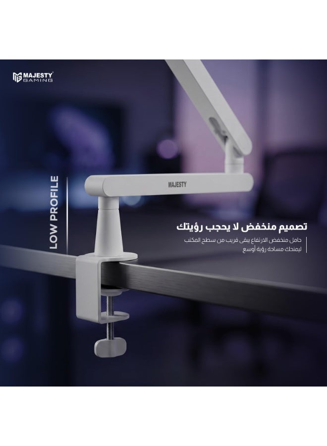 Majesty Professional Microphone Arm 360 Degree Rotation | Mic Stand for Podcasting, Streaming, Recording, Gaming, and Content Making | Internal Cable Management | Anti-Vibration Stand Up to 2kg White - Image 4