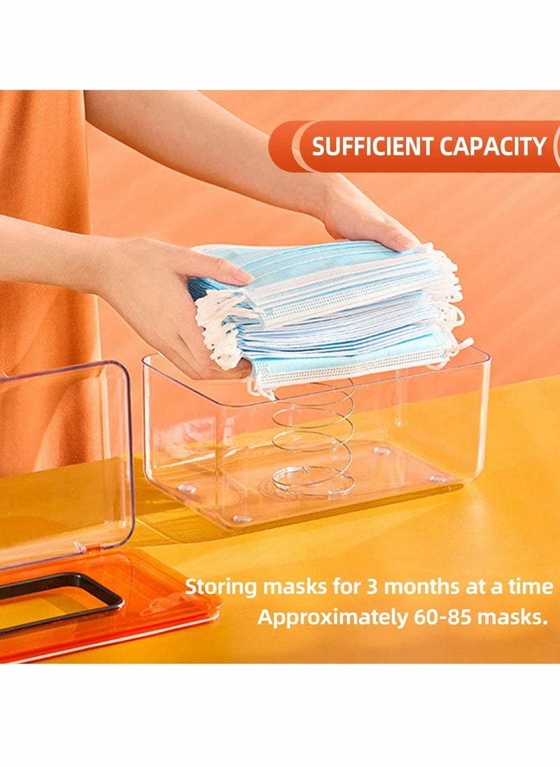 Excefore - Mask Storage Box with Lid and Wire Spring, Masks Container for Office and Home, Storage Case Organizer for Facial Masks, Clear Acrylic Tissue Holder - Image 1
