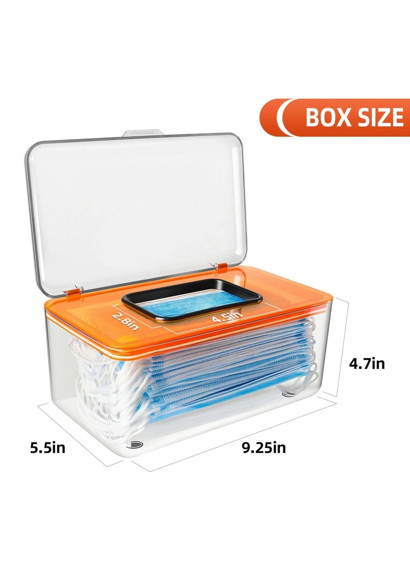 Excefore - Mask Storage Box with Lid and Wire Spring, Masks Container for Office and Home, Storage Case Organizer for Facial Masks, Clear Acrylic Tissue Holder - Image 1