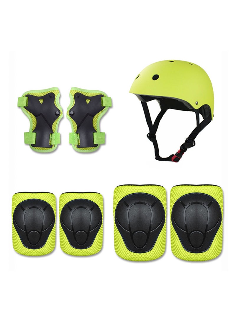 Toddler Helmet 2-4 Years Old Children's Bicycle Helmet Suitable for 2-8 Years Old Girls and Boys Multifunctional Protective Gear Set Children's Roller Skating Protective Gear 7-piece Set (Green) - Image 1