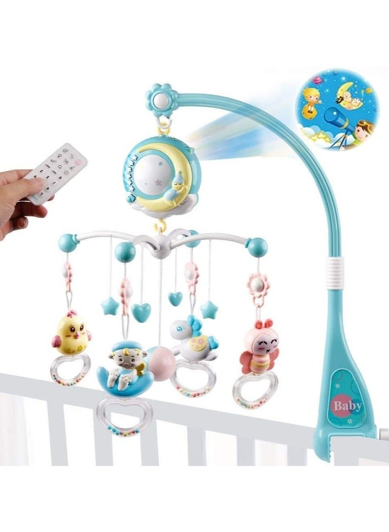 Baby Musical Crib Mobile Toy with Lights Music Projector and Timing Function 360 Rotating Rattles Remote Control Infants Crib Hanging Rattle Toys Mobile Music Box for Newborn Baby Boys Girls - Image 1