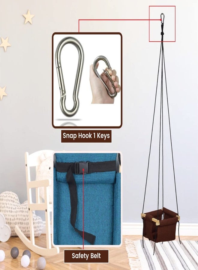 BOFFLE Cotton Cloth and Wooden Hanging Swing for Babies Indoor Outdoor Toddler Seat Chair for Baby Hammock Chair Cradle Birthday Gift for Kids (6 Months to 3 Years) (Black) - Image 3