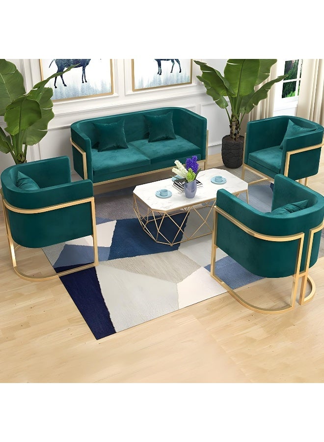 Zayn comforts Glam Flannel Upholstered Metal Sofa With Foam Seat And Brass Legs - Image 1