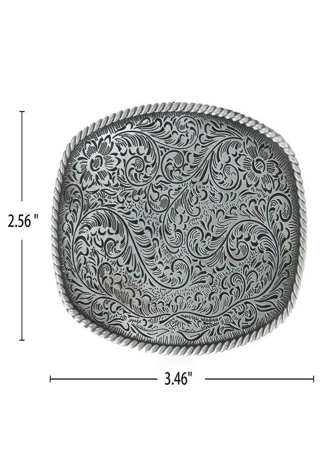 KDG Western Cowboy Belt Buckles Antique Copper Large Custom Belt Buckles Engraved Floral with Rope Edge Novelty Buckles - Image 5