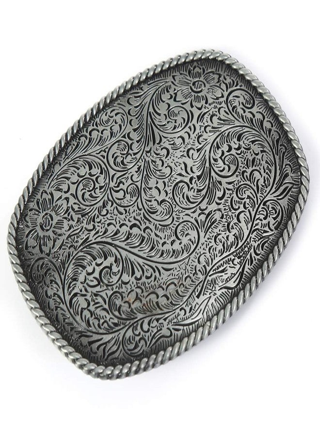 KDG Western Cowboy Belt Buckles Antique Copper Large Custom Belt Buckles Engraved Floral with Rope Edge Novelty Buckles - Image 2