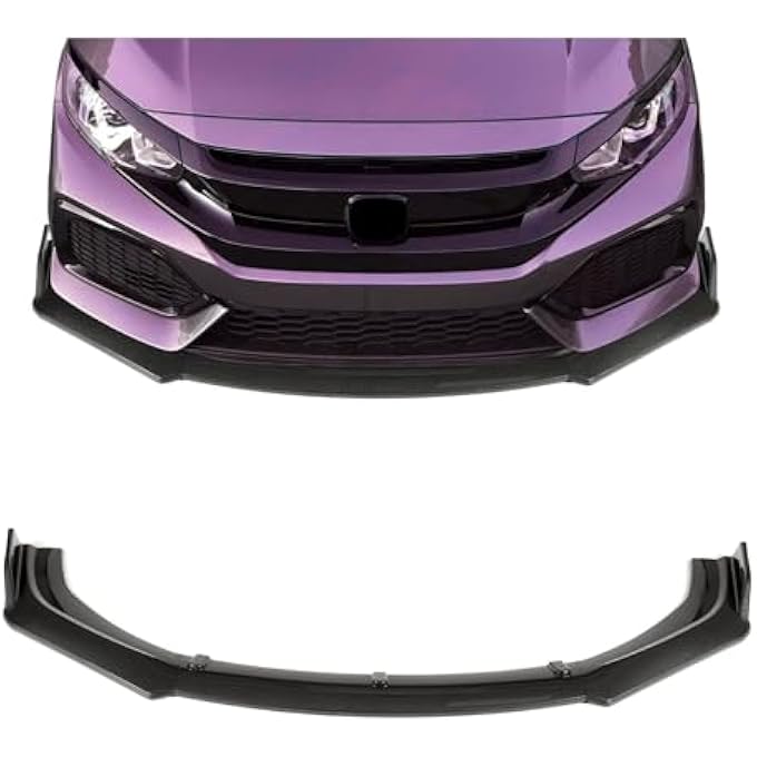 Kojem 3Pcs Front Bumper Lip Compatible with 2016-2021 Honda Civic Under Chin Spoiler Plastic (Carbon Fiber Style) - Image 1