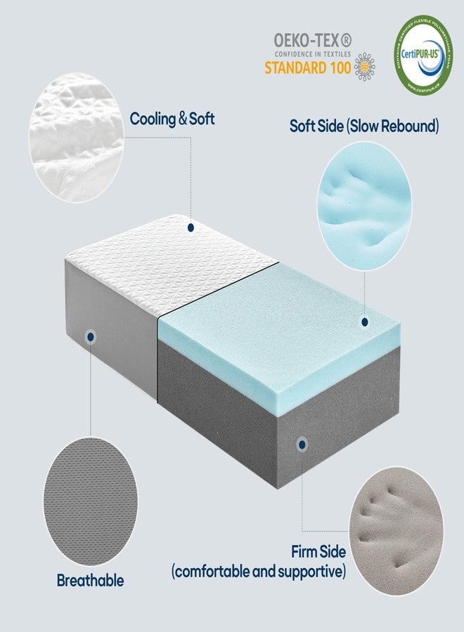 Kehangte Cooling Cube Pillow for Side Sleepers, Square Memory Foam Side Sleeper Pillow Firm Soft Double-Sided Supportive, Support Head Cervical Pillow for Neck Shoulder Pain, 24"x12"x5" - Image 3